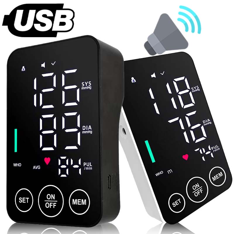 Voice Tonometer Portable LED Upper Arm Bp Machine Home Monitor Blood Pressure Meter Cuff Digital for Home Use  Health Care