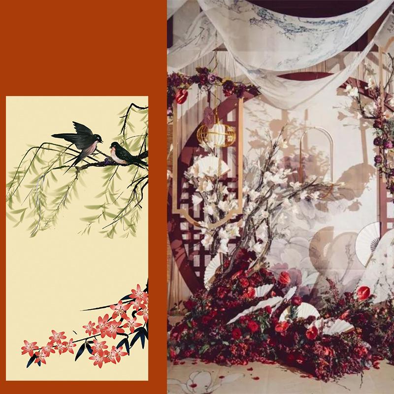 5M Chinese Style Ceiling Drapery Wedding Ceiling Drapery Curtain Panel Roof Canopy Draping Fabric Church Hotel Hall Decor