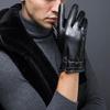 Кожаные теплые перчатки, перчатки с полным пальцем, перчатки для сенсорного экрана, перчатки для вождения, перчатки на флисовой подкладке