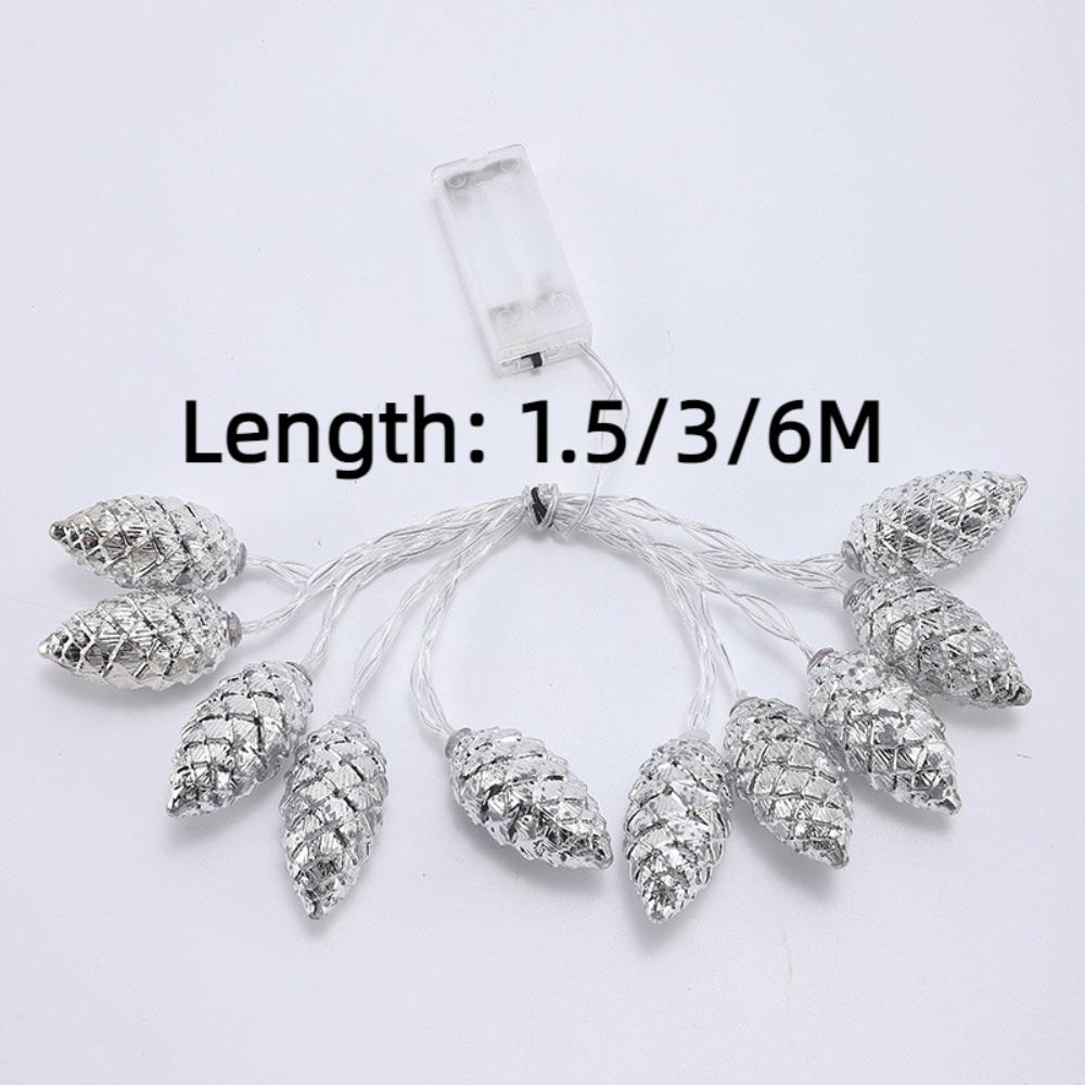 10/20/40LED Fake Pine Cone LED String Lights Gold Silver Fake Plants LED Light Garland New Year