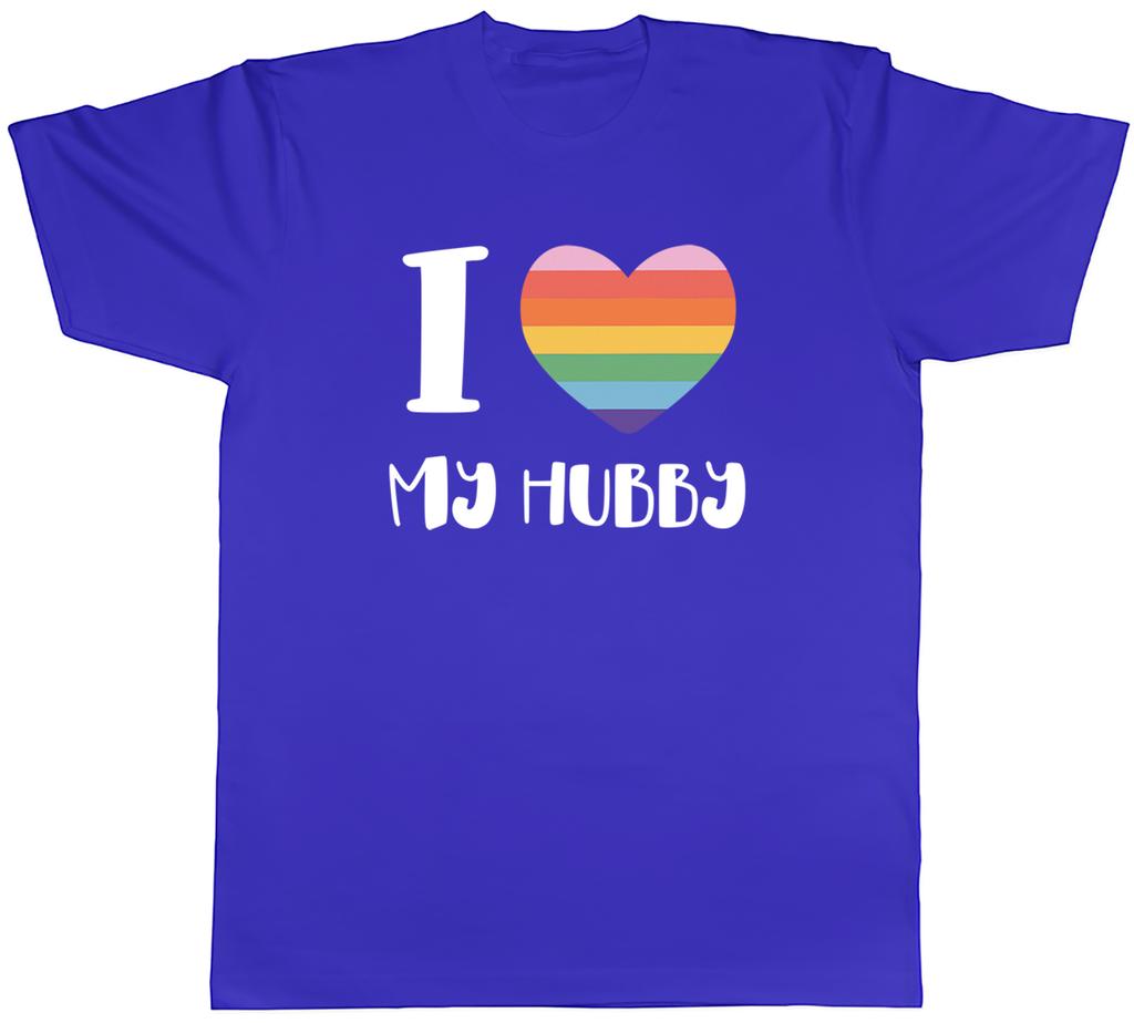 I Love my Hubby Rainbow Heart Unisexs TShirt Tee Gift Top