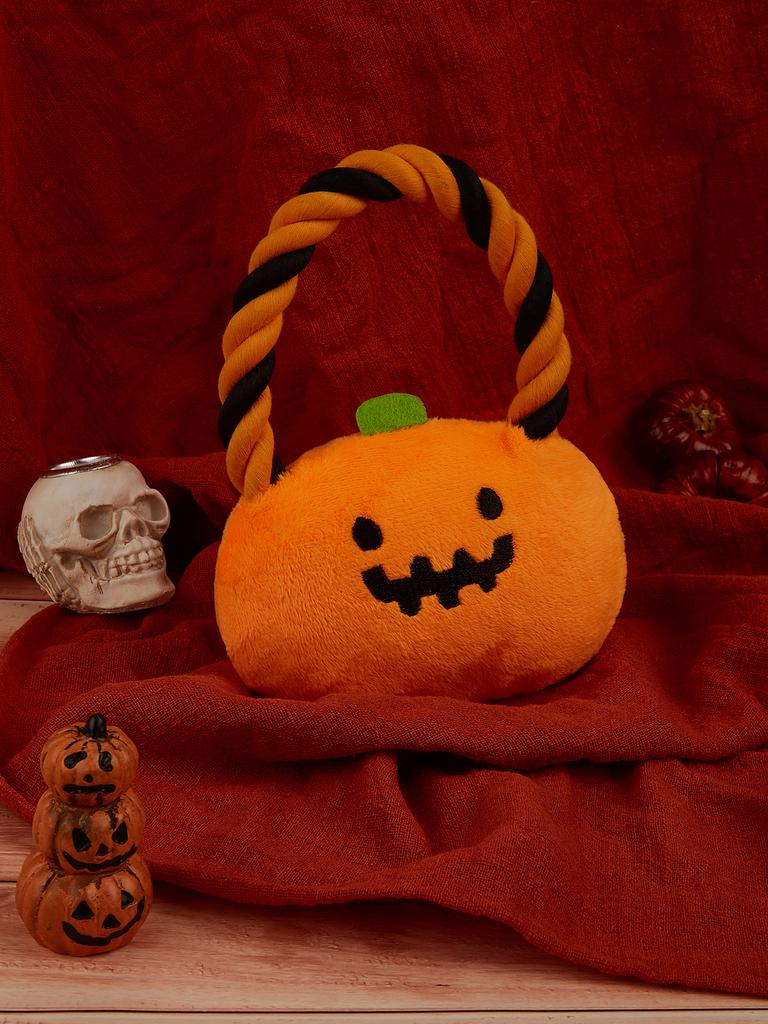 Dog Toys for Small Medium Breeds Halloween Pumpkin & Bat Rope Chew Toy Durable Tough Squeaky Puppy Toys for Pet Gifts Soft Plus