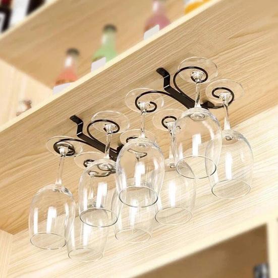 Стойка для бокалов для вина под шкафом, подвесной дизайн, металлическая стойка для бокалов с высококачественным покрытием, украшение для дома