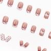 24Pcs Cute Cartoon French Heart Dot Red Butterfly Dog Short Square False Nails With Jelly Adhesive Detachable Fake Fingernails