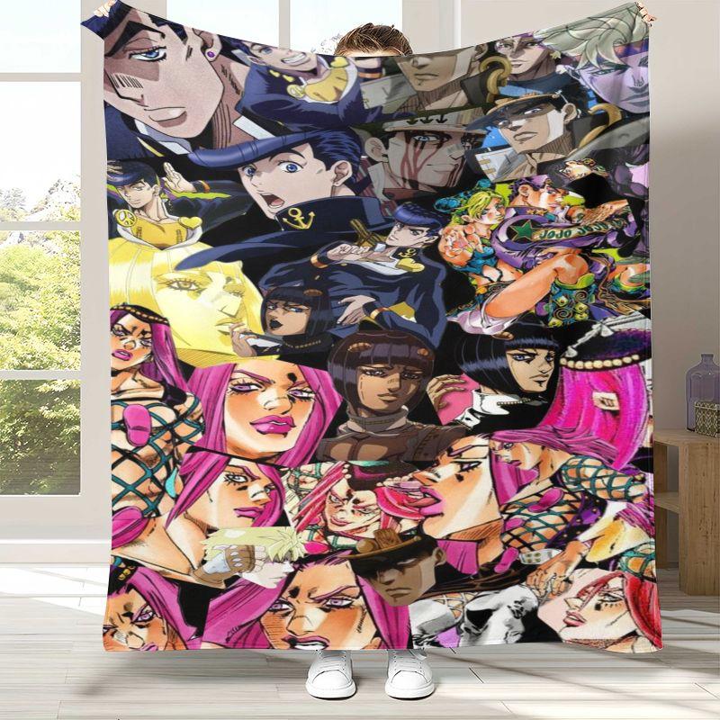 Мультяшное фланелевое одеяло JoJo's Bizarre Adventure, Ультрамягкое теплое плюшевое покрывало для дома, спальни, кровати, дивана, офиса, пикника