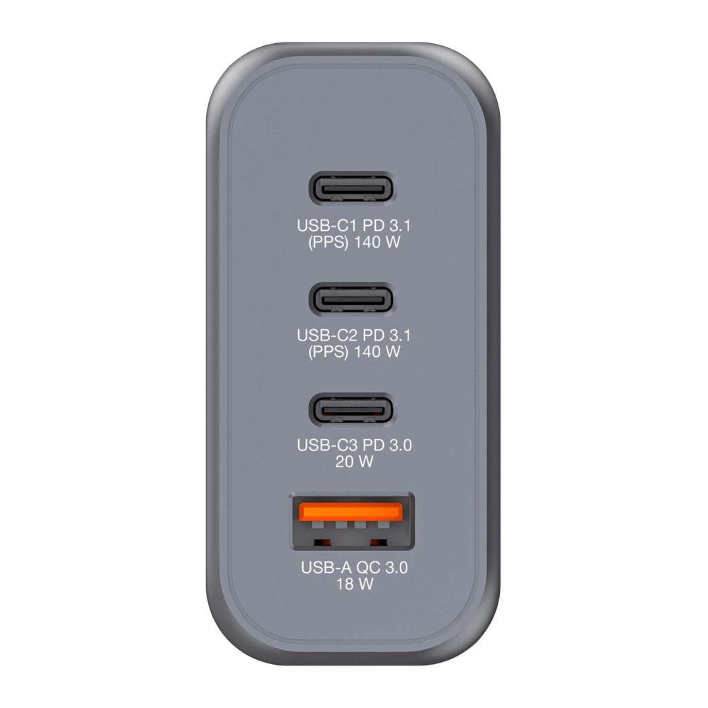 Ładowarka sieciowa Verbatim GaN GNC-140 3xUSB-C PD (2x140W+20W) 1xUSB-A QC 3.0
