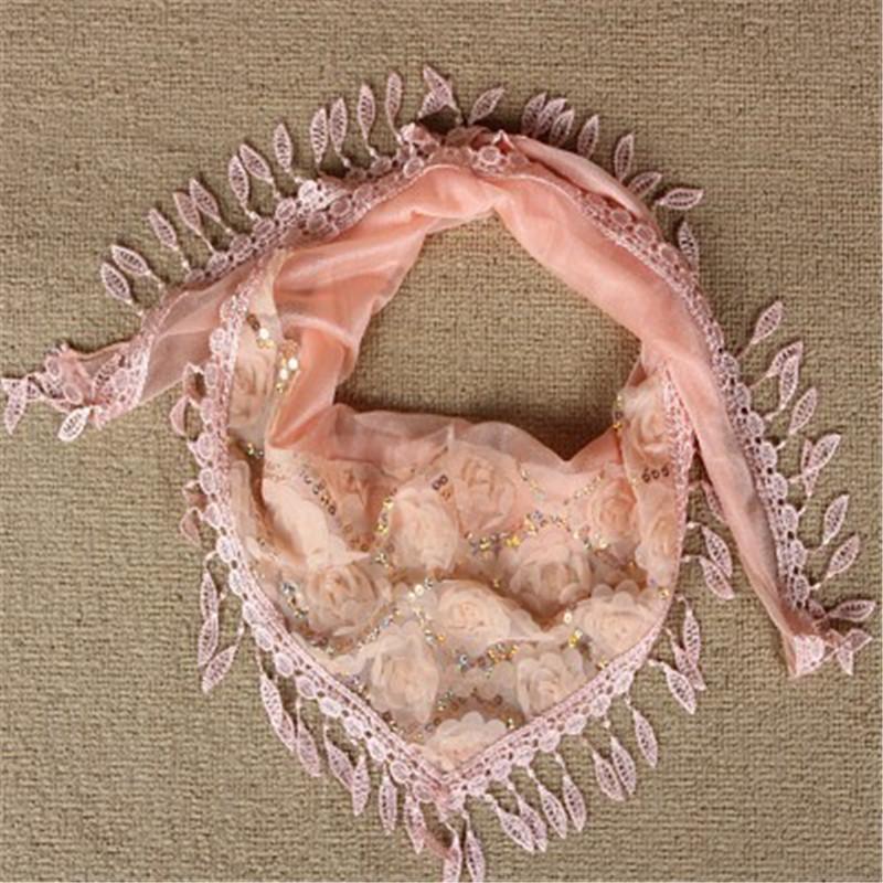 Весенне-осенний женский треугольный шарф, изысканный тонкий шелковый шарф с вышивкой и кисточками, шаль