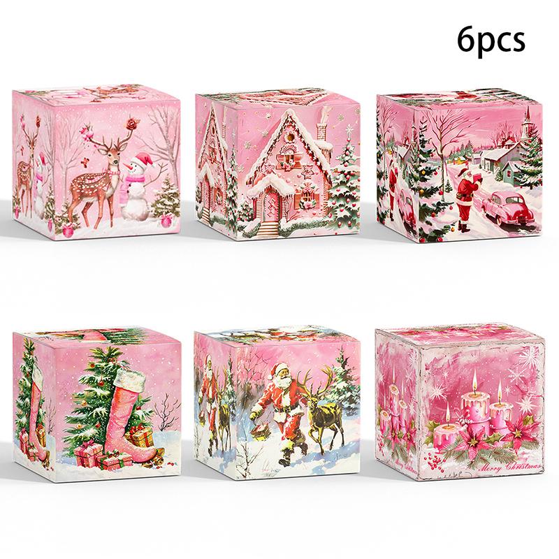 6 шт. Рождественские подарочные коробки со снеговиком и Санта-Клаусом, упаковочные коробки для шоколадных конфет для украшения вечеринки на Рождество