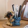 Держатель для ручек в виде собаки, органайзер для ручек в виде щенка из смолы, собака с украшением в виде школьного ранца, стаканчик для карандашей
