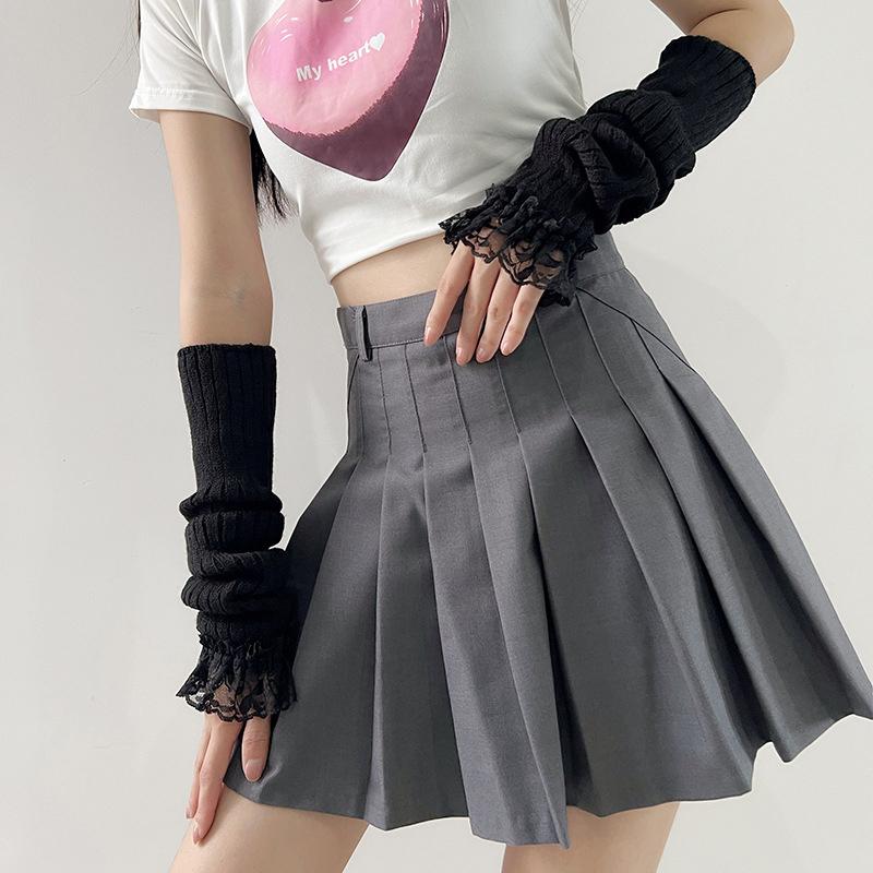 1 пара милых повседневных однотонных перчаток со звездами в стиле панк, длинные перчатки без пальцев для женщин и девочек, нарукавники в стиле Лолиты, подарки