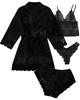 Women's Lace Satin Erotic Sleepwear Set