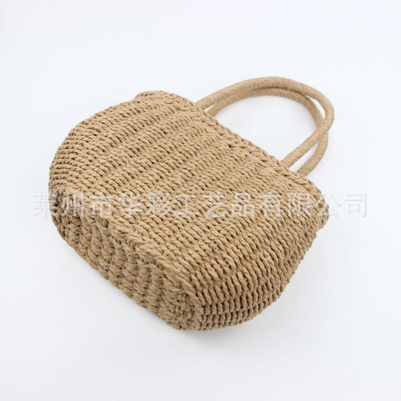 Small Square Bag Handwoven Bag Small Bulging Belly Women's Bag Casual Hand-held Straw Bag Vacation Beach Women's Bag