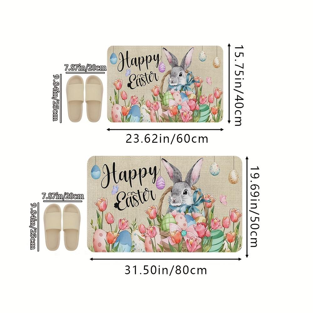 VIKAMA Easter Welcome Doormat Rabbit and Egg Design Indoor/Outdoor Non-Slip Mat Living Room & Bedroom Entrance Rug Home Decor