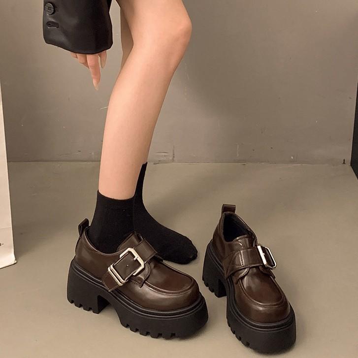 Black Retro Versatile British Style Platform Small Leather Shoes Women's 2025 New Autumn and Winter Skirt Mary Jane Single Shoes