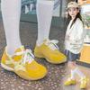 New spring and autumn styles of children's athletic shoes: breathable, soft-soled running shoes for girls, and trendy red and yellow casual shoes for