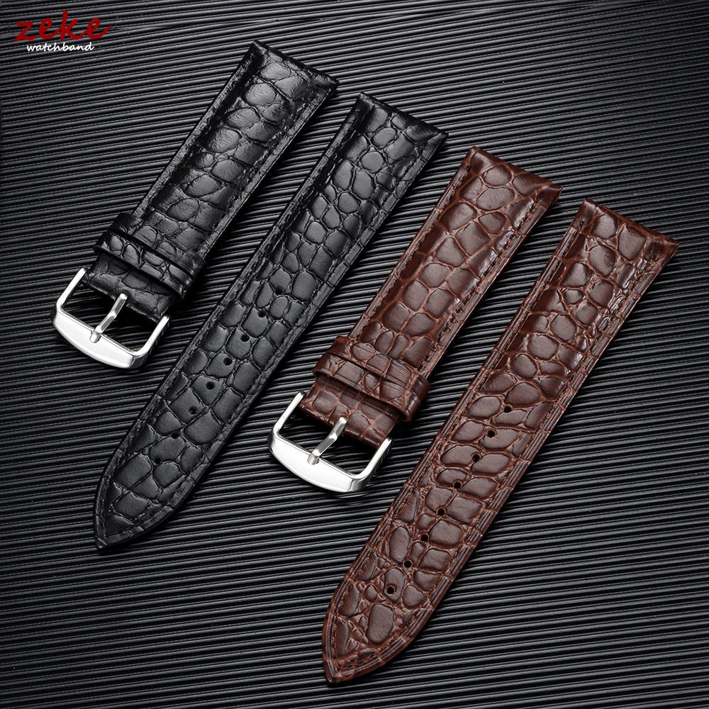 20mm 22mm Crocodile Pattern Design Leather Watch Strap 12/14/16/18/19/21mm Universal Watchbands Casual Business Wristwatch Band
