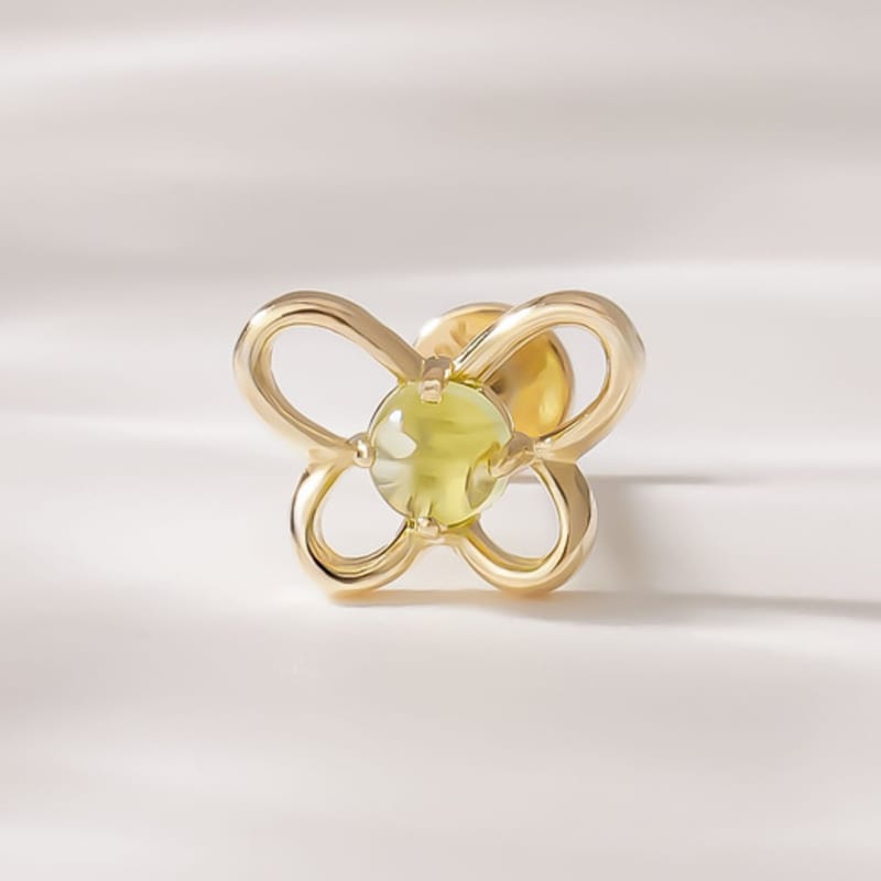 JEWNEL 14K Natural Gemstone Point Butterfly Internal Piercing