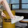 First layer cowhide dad shoes women's summer mesh sports and leisure shoes versatile and lightweight white shoes