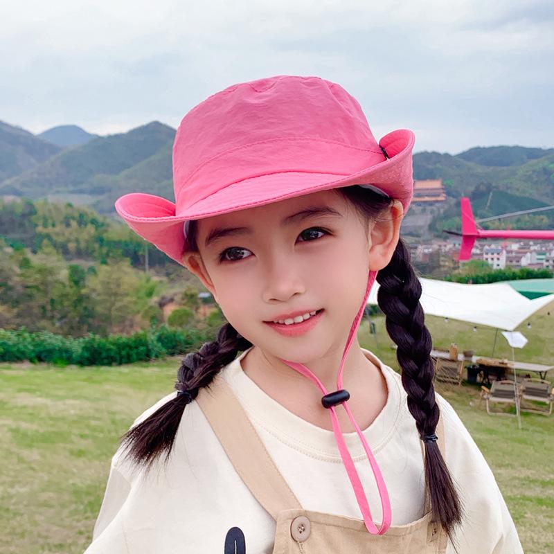 Children's hats summer boys and girls outdoor sunscreen hats quick-drying waterproof breathable sun hat large brim bucket hat