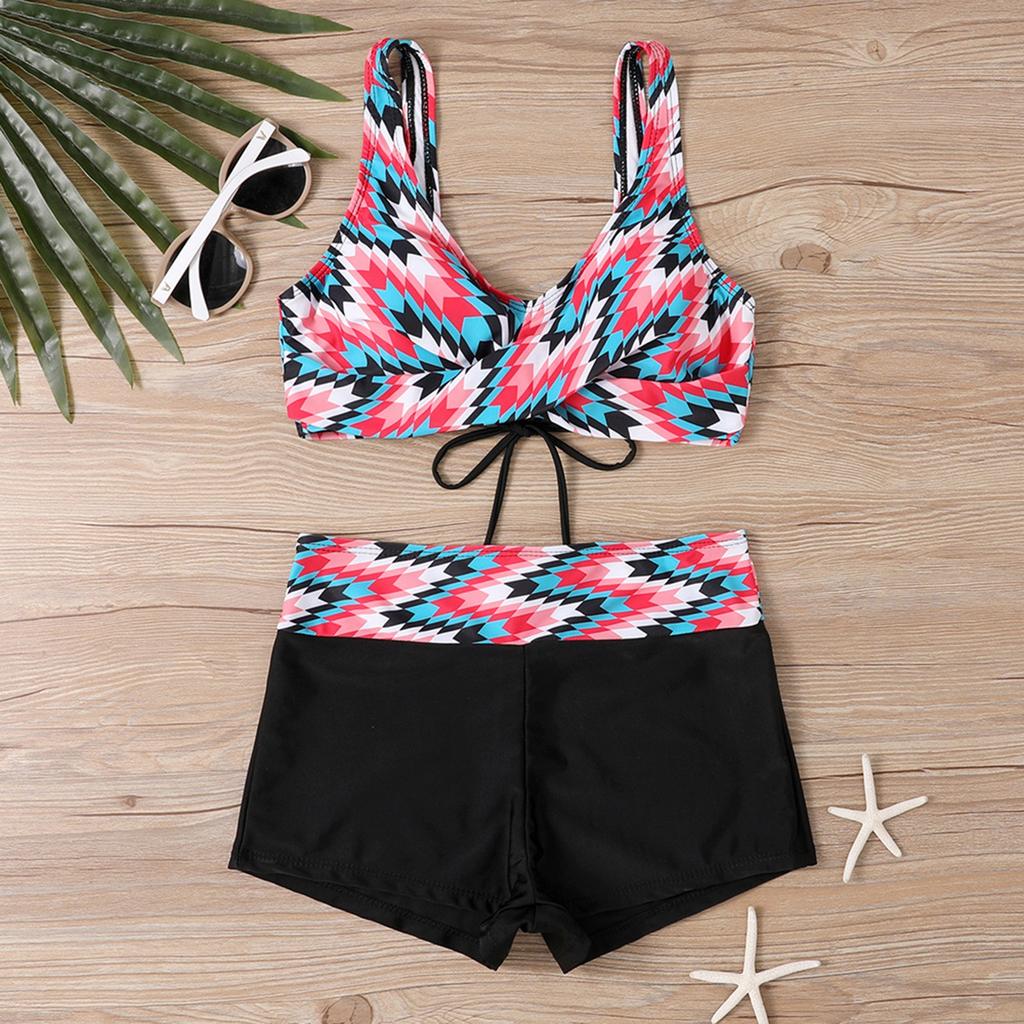 Women's Split Fashion Sexy Bikini Print With Breast Pad Without Steel Bracket Swimsuit