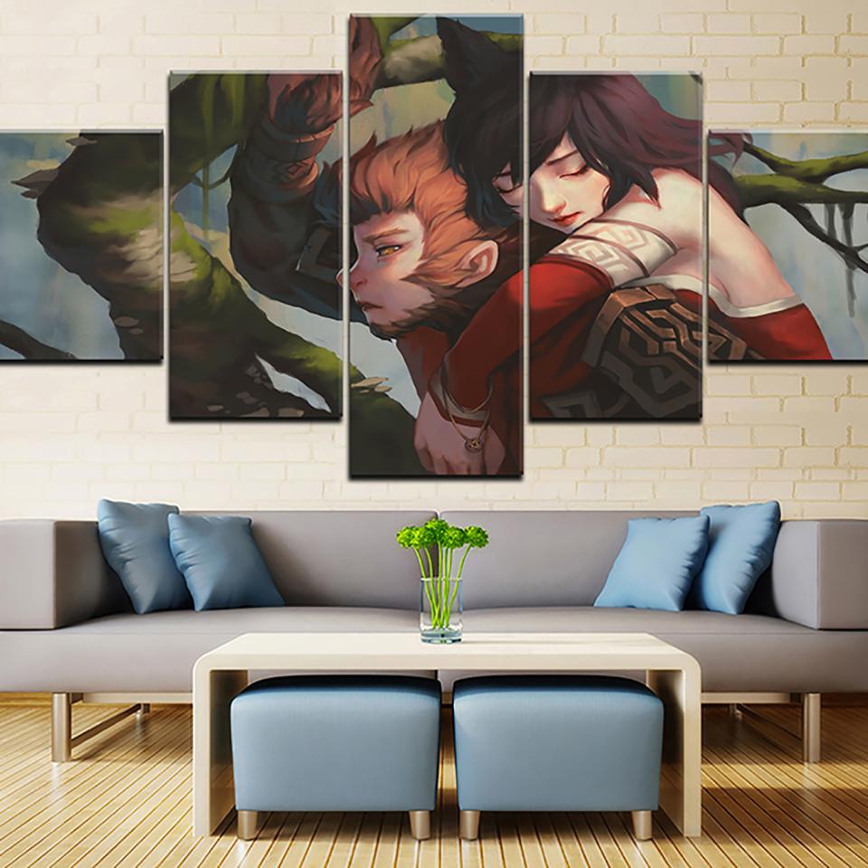Современный холст с принтом плакат украшение дома 5 шт. Лига легенд игра живопись настенные художественные фотографии комната для мальчика в модульной рамке