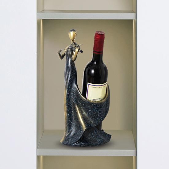 Violin Player Wine Bottle Holder Female Violinist Musician Beer Bottle Display Stand Organizer Rack Home Kitchen Bar Dining Table Desktop Decoration