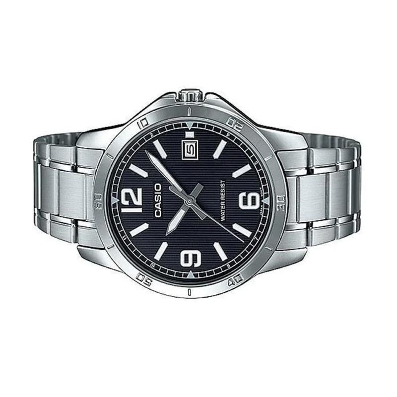 Casio Стандартная серия, водостойкость, кварцевый механизм, стальной ремешок, японские и корейские часы, мужские часы, черный MTP-V004D-1B2