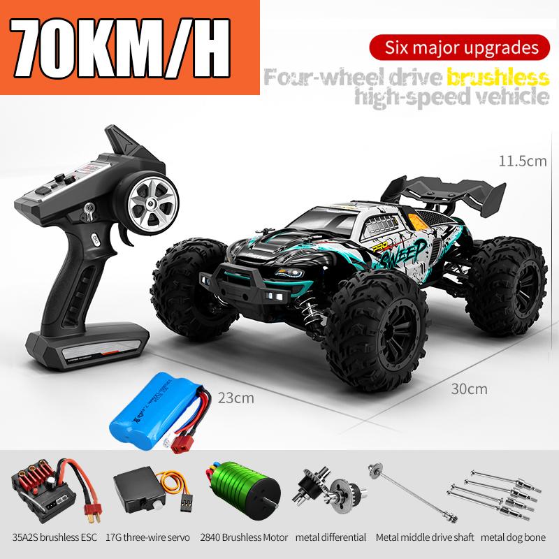 Радиоуправляемая машина Внедорожник 4x4 Высокоскоростная 75 км/ч Машина на пульте управления со светодиодной фарой Бесколлекторный 4WD 1/16 Монстр-трак Игрушки для мальчиков Подарок