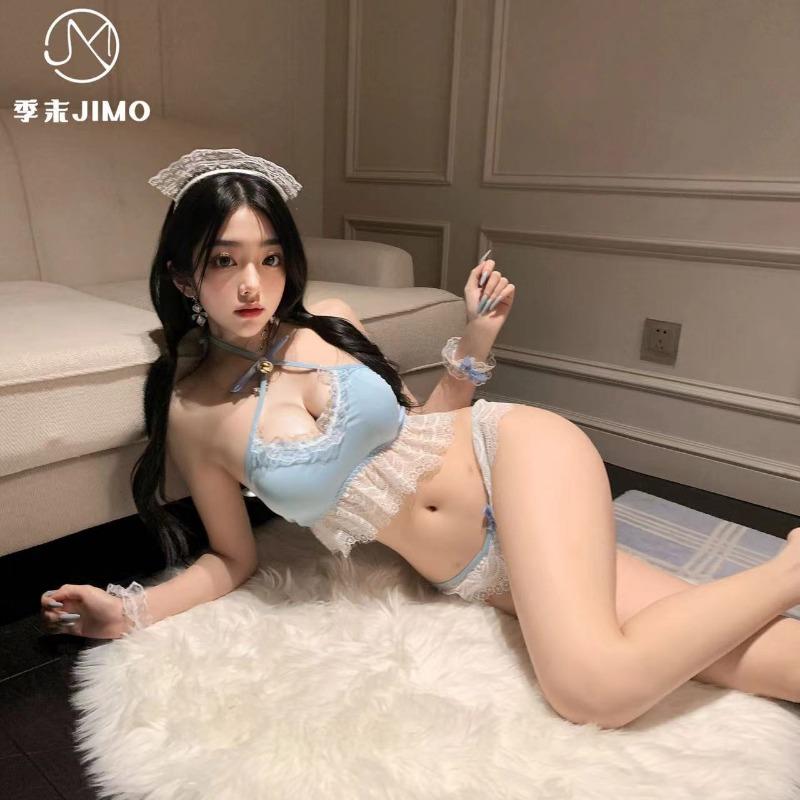 Sex Underwear "mints" Girl Lace Bow Pure Split Swimsuit Pure Desire To Hang Neck 1111