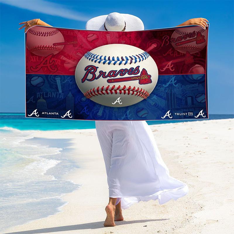 Пляжное полотенце с принтом Atlanta Braves, Большое, Мягкое, Быстросохнущее, для Пляжа, Кемпинга, Плавания