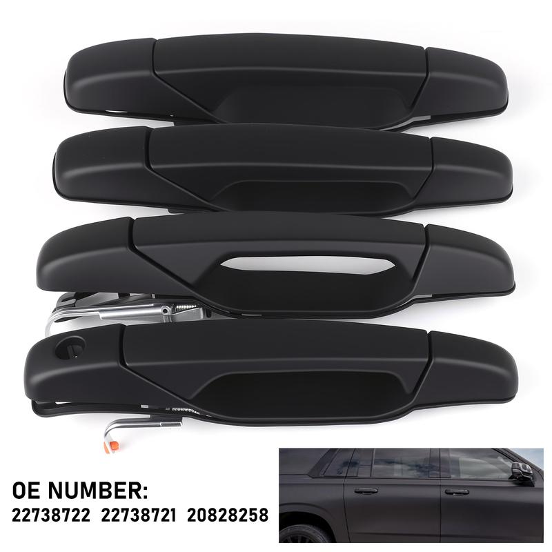 4PCS Chrome Black Door Handle Replacement Front Rear for Yukon Truck Cadillac Escalade 2007-2014 & Chevy Silverado GMC Sierra
