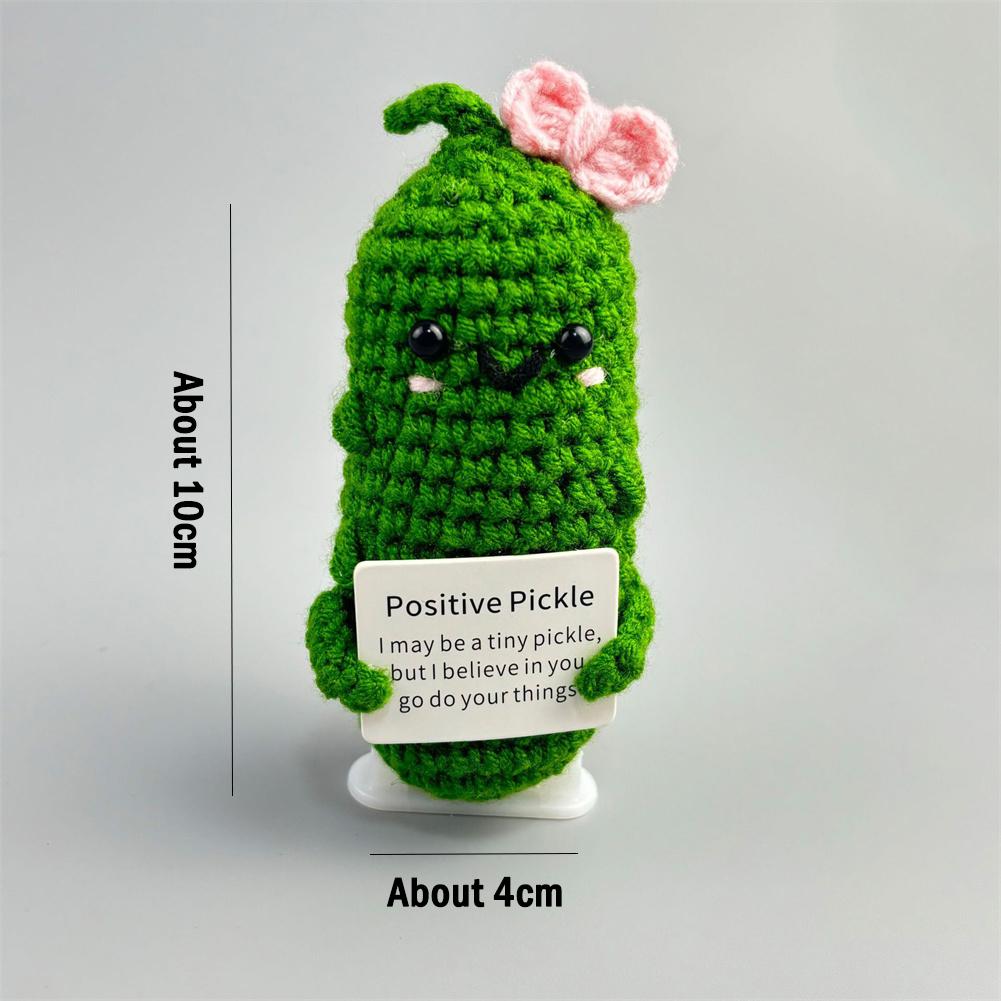Ручная работа Эмоциональная поддержка Соленый огурец Крючком Смайлик Кислый огурец Вязаный Соленый огурец с Позитивной цитатой Подбадривающий подарок Крючком Декор
