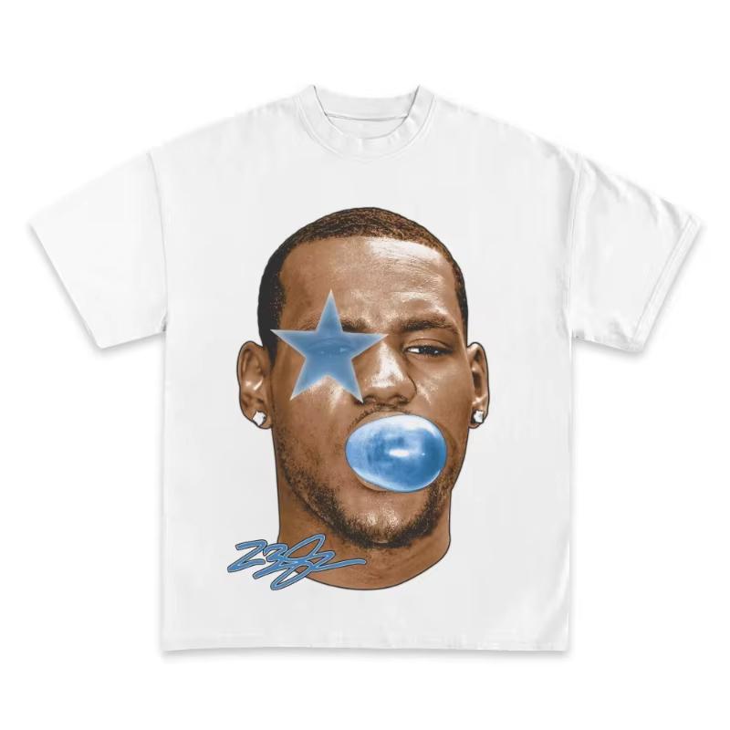 American Vintage Brand T-shirts Summer Tops Streetwear LeBron James Basketball Star T Shirt Men Wome Vintage Top Hip Hop Streetwear Oversized Tshirt