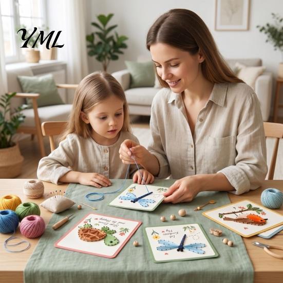 Diy Paper Crafts Garden Animal Stitching Card Kit, DIY Stitch by Pattern Craft Set Hand, Thread Embroidery Greeting Kit for Adults Beginners