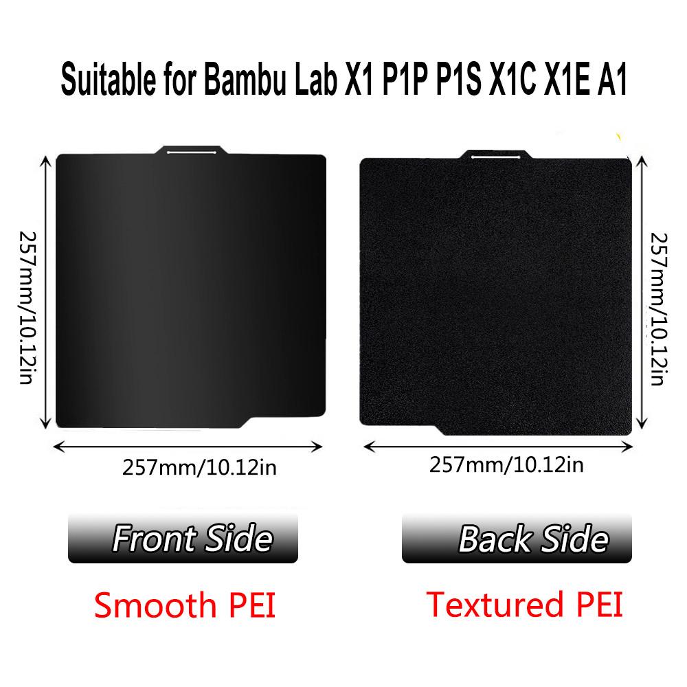 Для Bambu Lab X1 P1P A1 P1S X1C Печатная платформа Двусторонняя PEI Гладкая Текстурированная Пружинная Стальная Пластина Для Bambulab X1 Carbon Детали