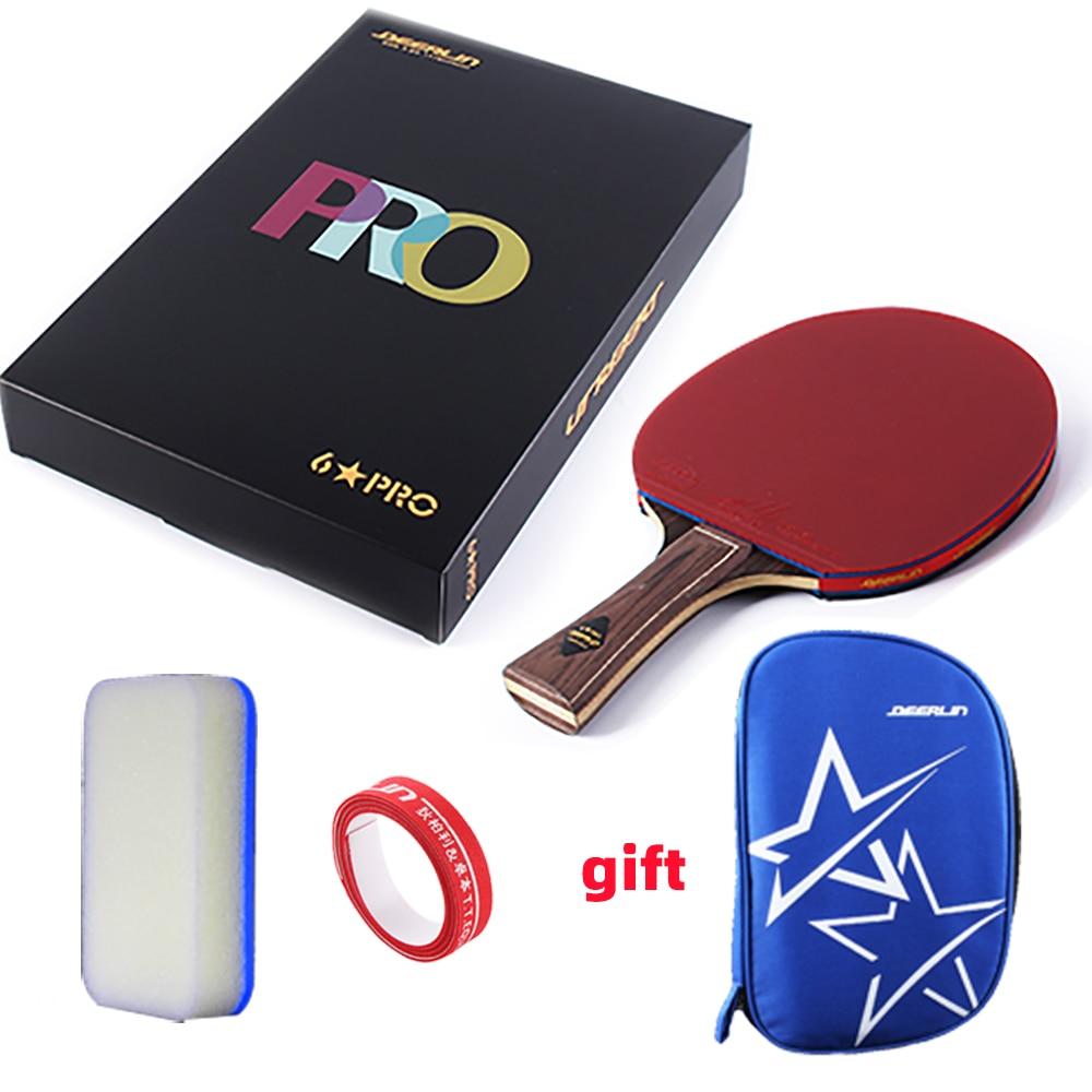 Ракетка для настольного тенниса Deeplin 6 Stars Pro с карбоновой структурой Ddouble Pimples - резиновая ракетка для пинг-понга Tenis De Mesa Table