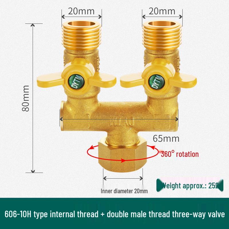 Shieldyun Gas Three-Way Valve with Switch for Natural Gas Meter Pipeline - Ball Valve Connector