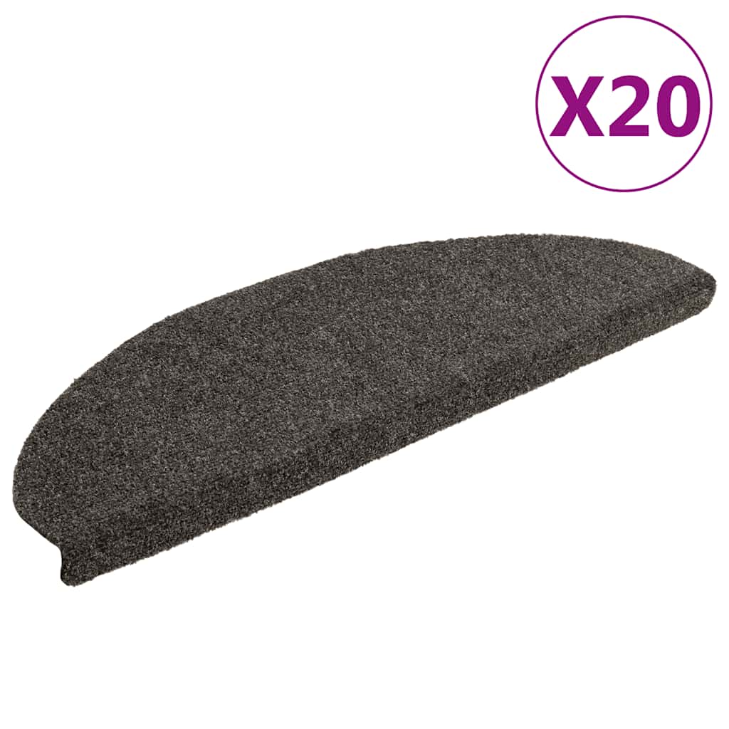 Self Adhesive Stair Treads 20 pcs 65 x 21 x 4 cm Anthracite Gray Semi Round Large