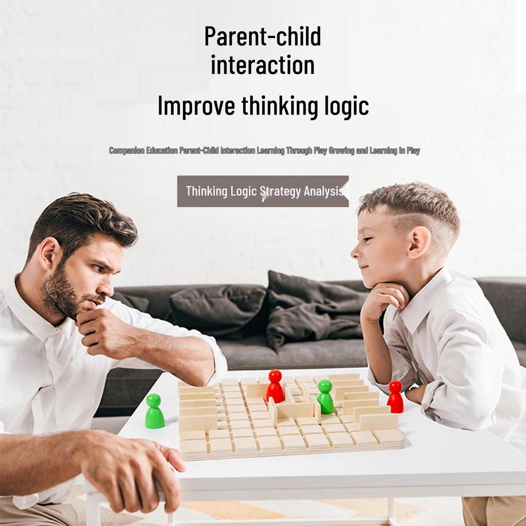 Wooden Two-Player Children's Logic Chess Game – Educational Multi-Player Brain Teaser
