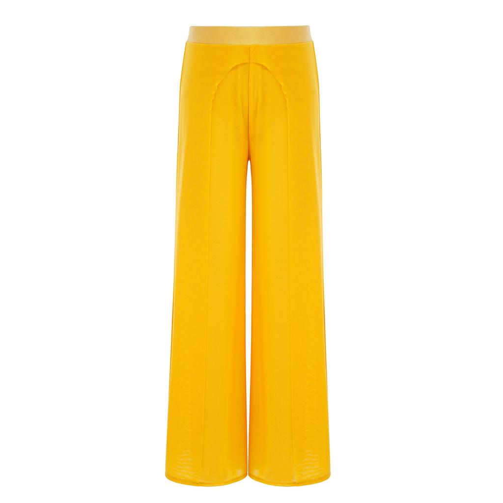 Girls Competition Dance Pants: Elastic Waistband Wide-Leg Mesh with Built-In Briefs for Lyrical Performance