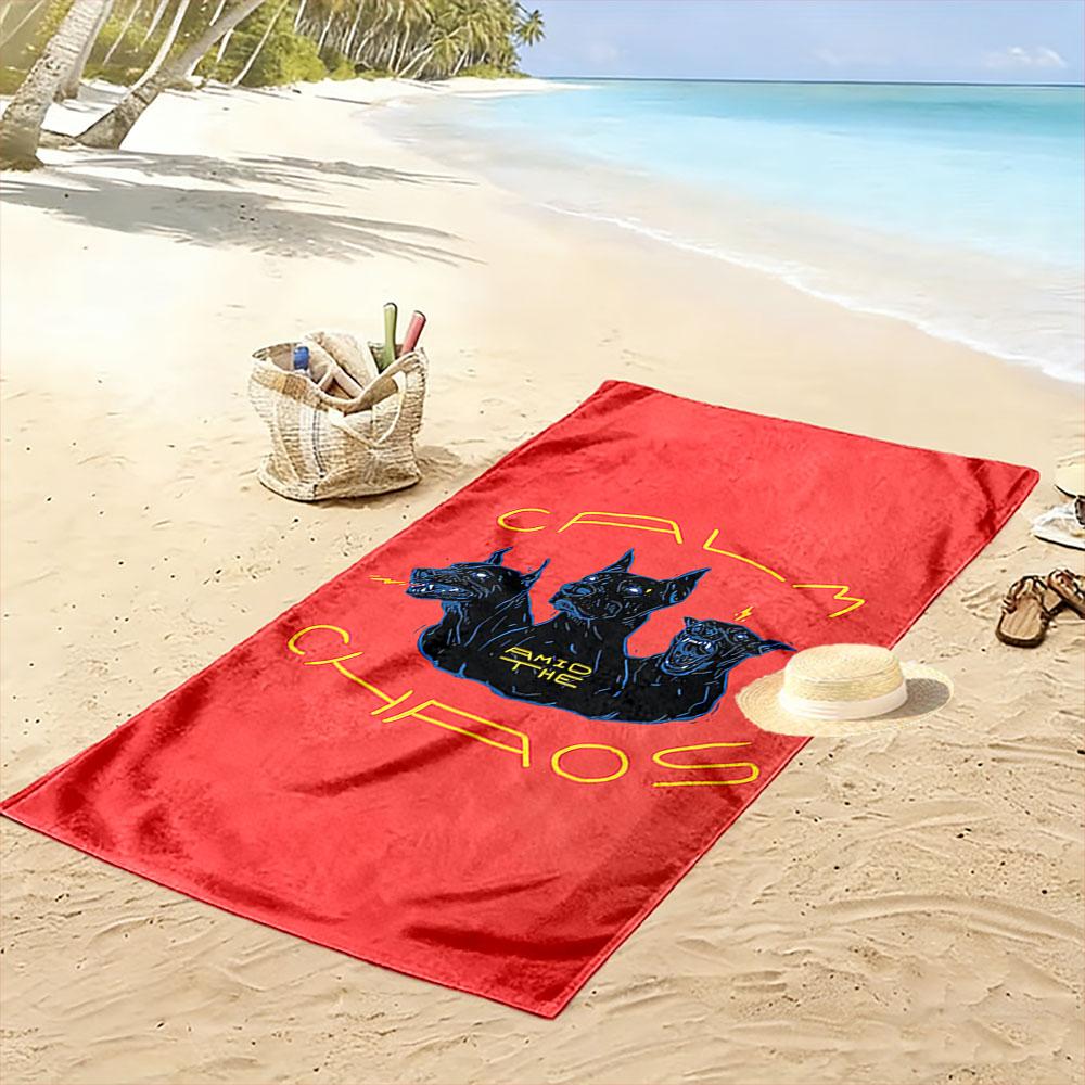 Calm Amid the Chaos Dogs Design Beach Towel Quick-drying for Travel Outdoor Sports Jogging Beach and Swimming