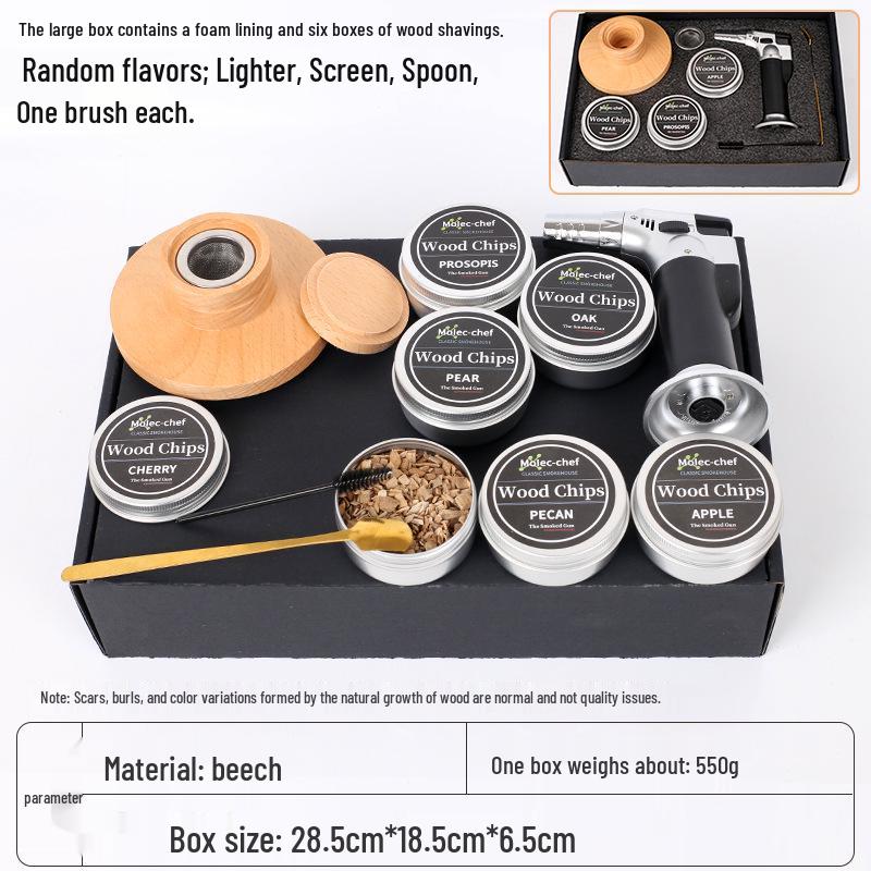 Популярный набор для копчения коктейлей: Деревянный коптильный аппарат, щепа, барные инструменты и кубики льда