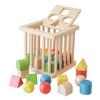 Daiwa Wooden Toy Building Block Basket for Ages 2-3, 25 Pieces, Color and Shape Recognition, Wooden Building Blocks, 0-1 Year Old, Wooden Toy,