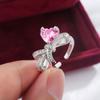 Модные ювелирные изделия Love Bow из циркония, набор из трех предметов, 925 пробы, новые розовые серьги-кольца Love из циркония, подарок на день рождения