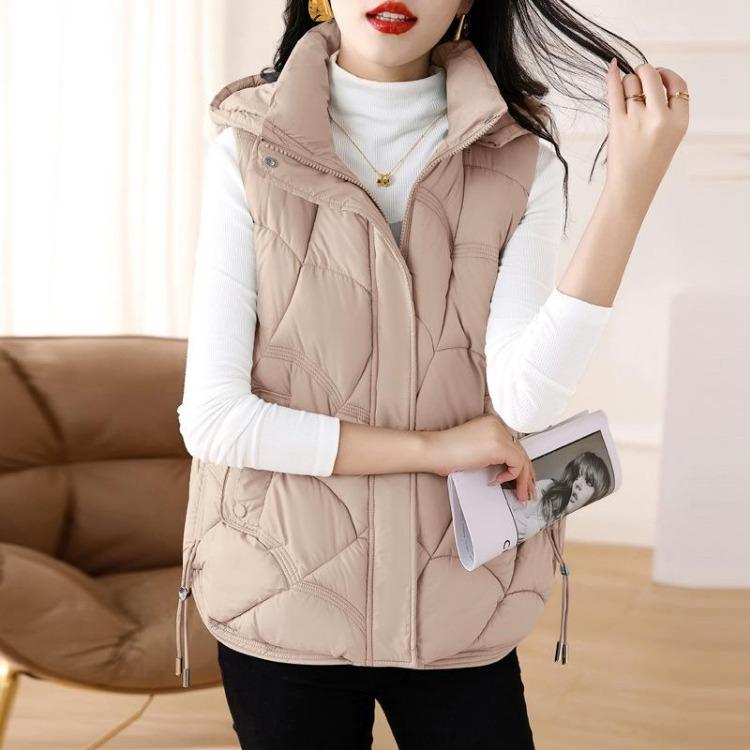 Women Winter Coat Autumn Warm Vests Loose Hooded Korean Style Cotton Padded Sleeveless Fashion Outerwear