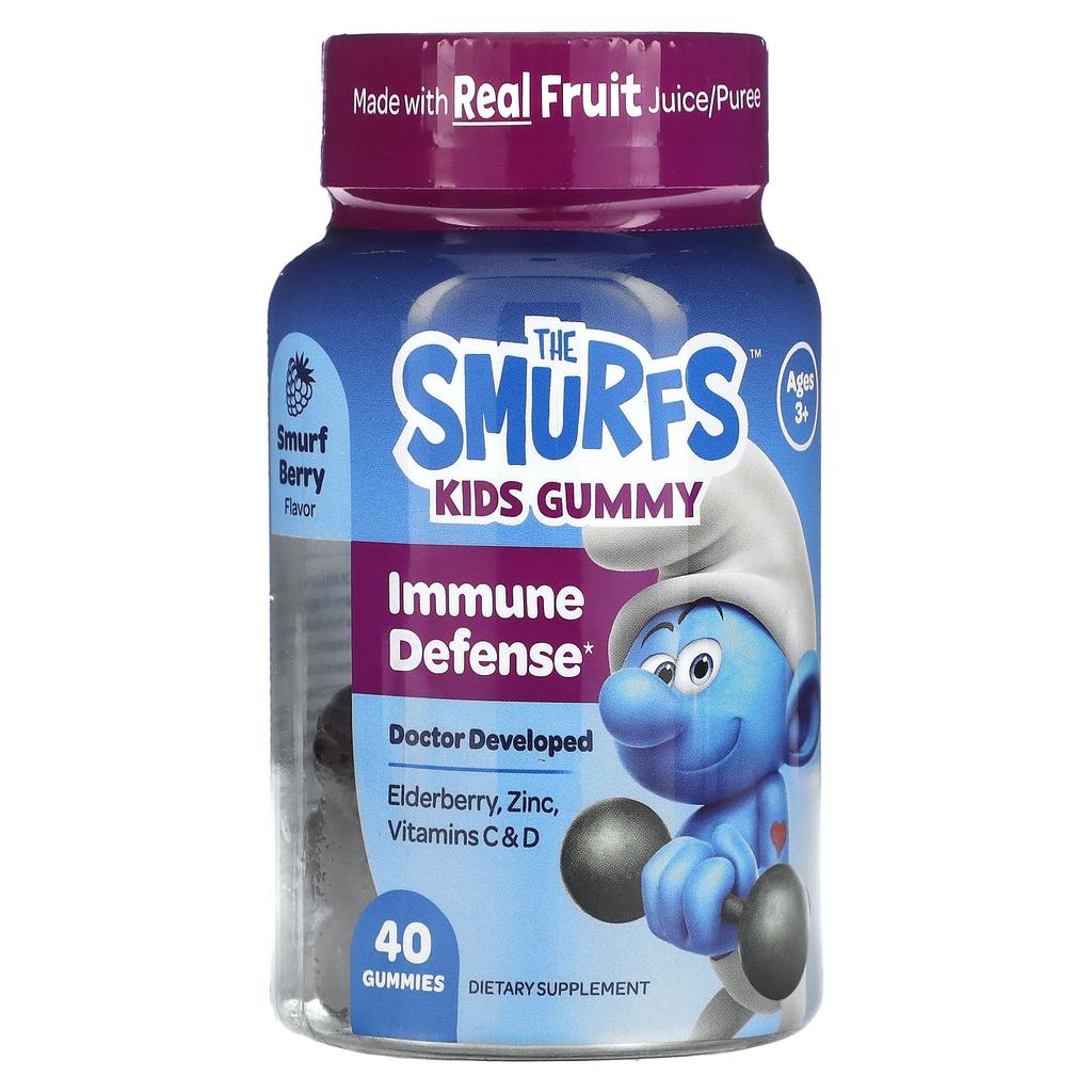 THE SMURFS Детские жевательные конфеты, иммунная защита, от 3 лет, ягоды смурфики, 40 жевательных конфет