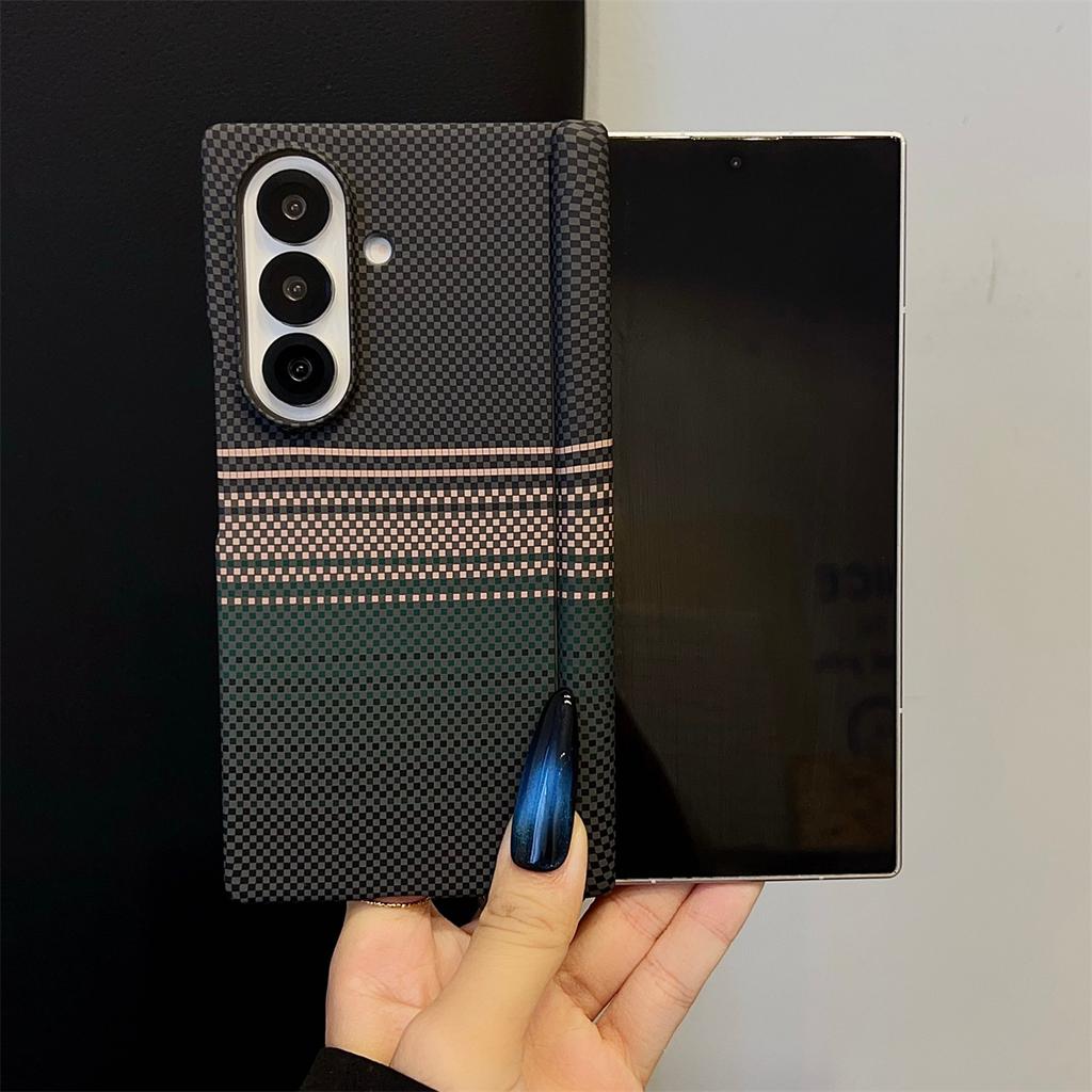 Kevlar Pattern Carbon Fiber MagSafe Magnetic Phone Case for Samsung Galaxy Z Fold 7 Fold7 5G Hinge Protection Shockproof Cover