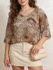 European and American large-size women's sweater high-end summer women's casual flower print hollow knitted top