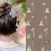 Chinese Style Flower Hair Stick Handmade Hanfu Hair Bun Elegant Butterfly Hairpin  for Hanfu Party