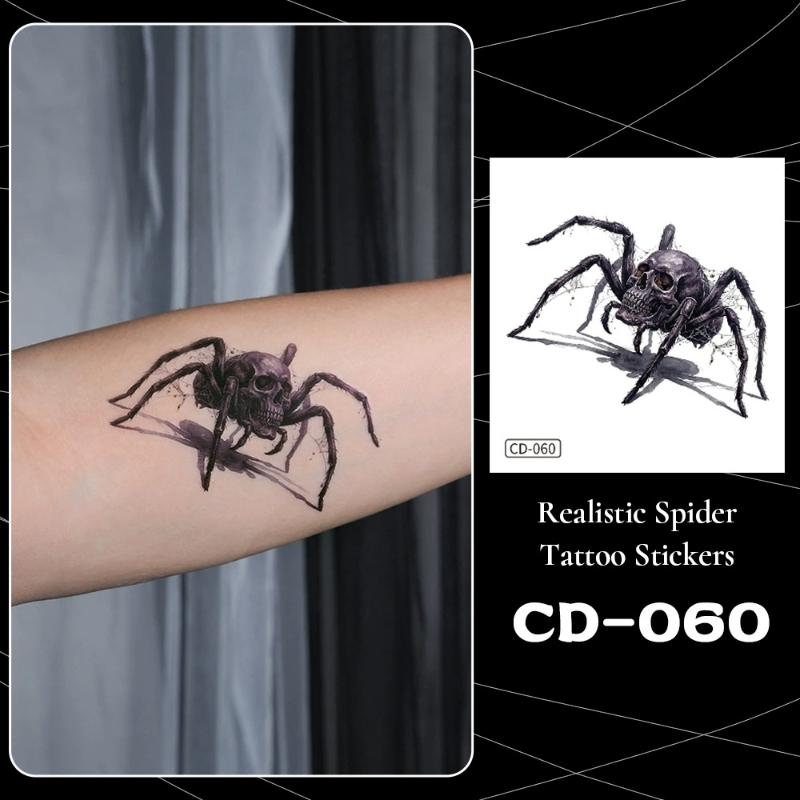 Temporary Tattoo Stickers 5PCS Spider Fake Tattoos Waterproof for Halloween Face Arm Body Cosplay Makeup Decoration
